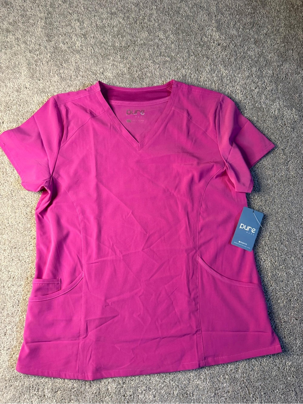 LG V-Neck Short Sleeve Scrub Top in Raspberry